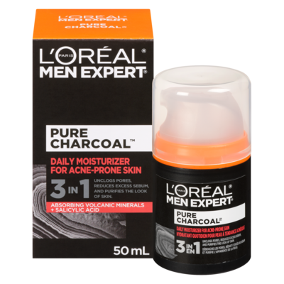 L'Oreal Paris Men Expert Daily Moisturizer For Acne-Prone Skin Pure Charcoal 50 ml, $22.98/100ml