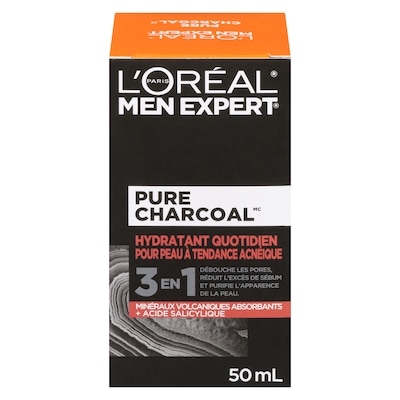 L’Oréal Men expert hydratant quotidien pour peau à tendance acnéique pure charcoal 50 ml, 29,98 $/100ml