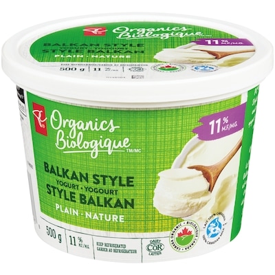 PC Organics Balkan Style Yogurt Plain 11 % M.F.  500 g, $1.30/100g