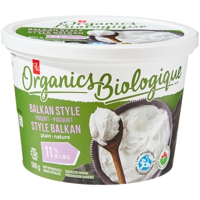 PC Organics Balkan Style Yogurt Plain 11 % M.F. 500 g, $1.30/100g