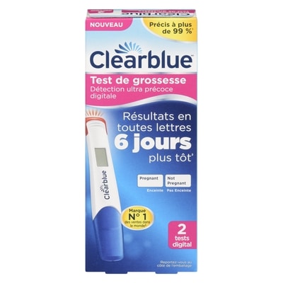 Clearblue Test de grossesse digital ultra précoce, 2 tests digital 2 ea, 12,50 $/1ch