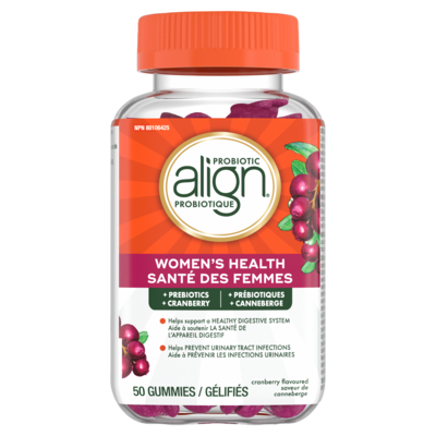 Align Probiotique – Gélifiés – Probiotiques + prébiotiques pour la santé des femmes – 50 unités – Saveur de canneberge 50 ea, 0,72 $/1ch