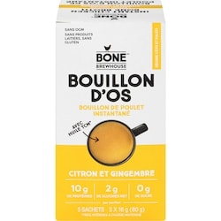 Bone Brewhouse Bouillon D'Os De Poulet Instantané Citron Et Gingembre 16 g, 58,06 $/100g