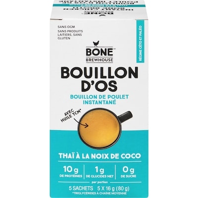Bone Brewhouse Bouillon D'Os De Poulet Instantané  Thaï À La Noix De Coco 16 g, 58,06 $/100g