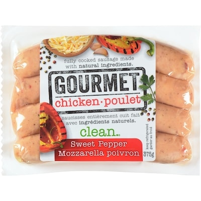 Clean Gourmet Chicken Sweet Pepper Fully Cooked Sausage 375 g, $1.86/100g