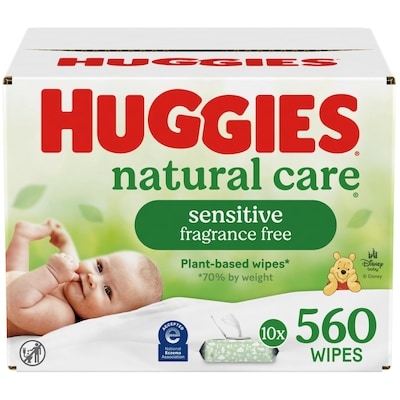 Huggies Baby Wipes, Natural Care Sensitive, UNSCENTED, 10 Flip Top Packs, 560 Wipes 560 ea, $0.04/1ea