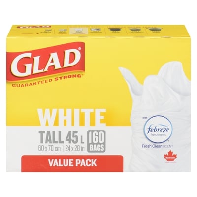 Glad Bags White Tall 45 L Value Pack 160 ea, $0.19/1ea