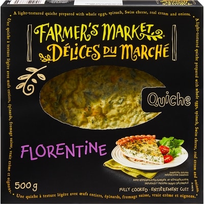 Farmer's Market Quiche Florentine 500 g, $1.72/100g