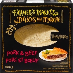 Délices du Marché Tourtière porc et bœuf  500 g, 1,20 $/100g