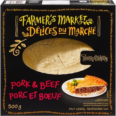 Délices du Marché Tourtière porc et bœuf  500 g, 1,60 $/100g