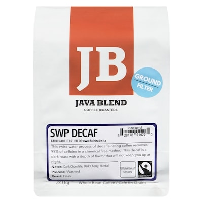 Java Blend Whole Bean Coffee Swp Decaf Ground Filter 340 g, $4.11/100g