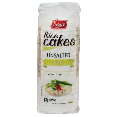 Liebers Rice Cakes Unsalted Thin 90 g, $3.33/100g