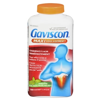 Gaviscon Maxi Soulagement Menthe À Action Fraîcheur Écran Protecteur Moussante 100 ea, 0,28 $/1ch