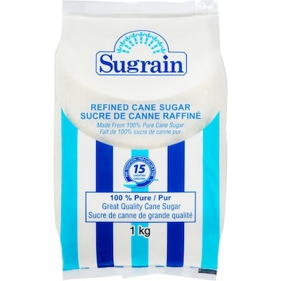 Sugrain 100 % Pure Refined Cane Sugar 1 kg, $0.35/100g