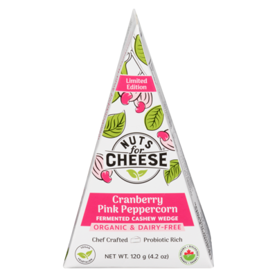 Nuts for Cheese Organic & Dairy Free Fermented Cashew Product Cranberry Pink Peppercorn 120 g, $9.99/100g