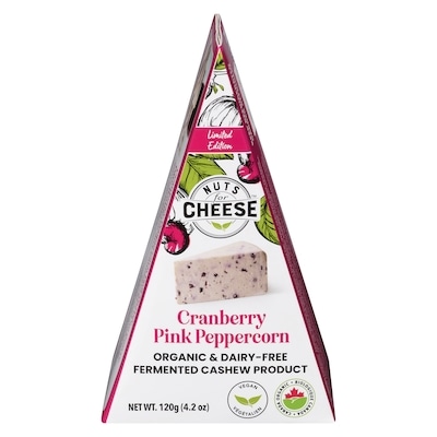 Nuts for Cheese Organic & Dairy Free Fermented Cashew Product Cranberry Pink Peppercorn 120 g, $9.99/100g