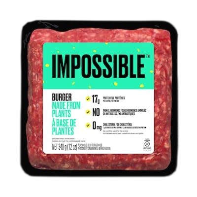 Impossible Foods Inc. Burger à base de plantes 340 g, 3,53 $/100g
