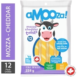 aMOOZa! Amooza! Torsades Mozza Cheddar Twists Paquet De 12 228 g, 2,19 $/100g