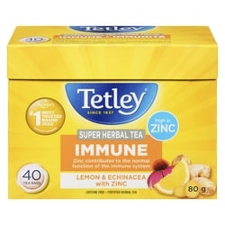Tetley Tea, Super Herbal Immune Lemon & Echinacea with Zinc - 40
