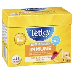 Plant Enzymes ＆　ANCIENT-STYLE LIGHT TEA Tetley Tea, Super Herbal Immune Lemon & Echinacea with Zinc - 40