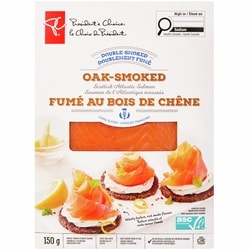 President's Choice Oak Smoked Scottish Atlantic Salmon 150 g, $9.99/100g