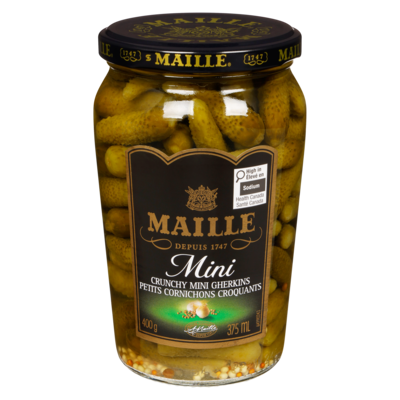 Maille Crunchy Mini Gherkins  375 ml, $2.66/100ml