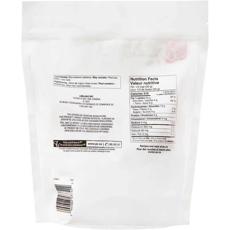 Dry Roasted Cashews, Unsalted