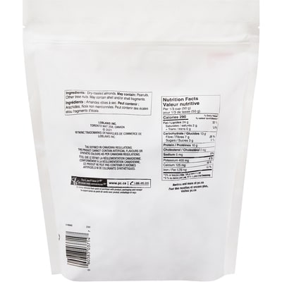 Amandes de la Californie rôties à sec non salées