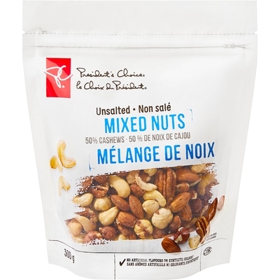 President's Choice Unsalted Mixed Nuts 300 g, $3.00/100g