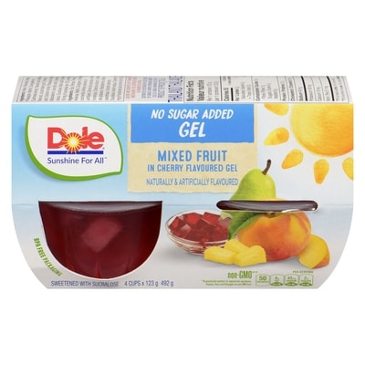 Dole Mixed Fruit In Cherry Flavoured Gel 4x123.0 g, $0.87/100g