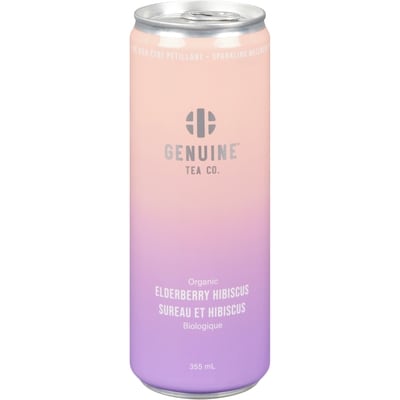Genuine Tea Thé Glacé Pétillant Artisanal Tisane Bais De Sureau Et Hibiscus Biologique 355 ml, 0,79 $/100ml