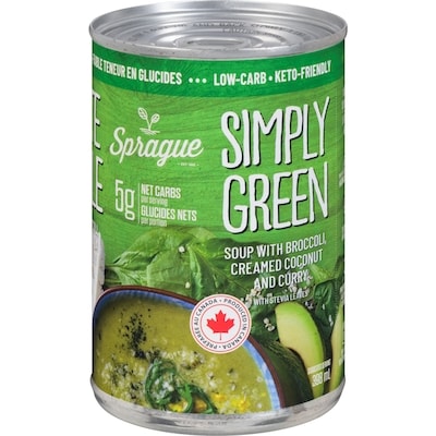 Sprague Soup With Broccoli, Creamed Coconut And Curry Simply Green 398 ml, $1.63/100ml