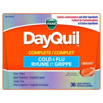 Vicks Dayquil Complete Liquid Caps 36 ea, $0.69/1ea