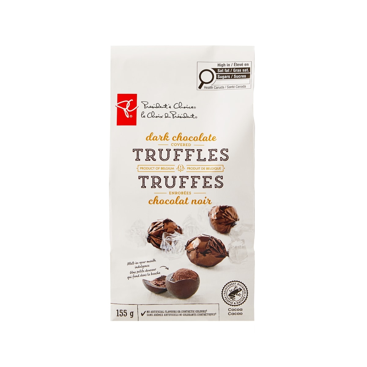 President's Choice Dark Chocolate Truffles 155 g, $3.87/100g