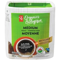 PC Organics Medium Roast Ground Coffee 250 g, $6.00/100g