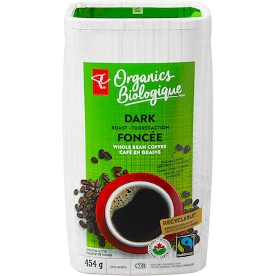 PC Organics Dark Roast Whole Bean Coffee   454 g, $3.30/100g