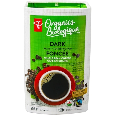 PC Organics Dark Roast Organic Whole Bean Coffee 907 g, $2.20/100g