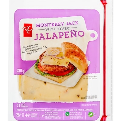 President's Choice Monterey Jack Sliced Cheese 210 g, $2.85/100g