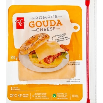 President's Choice Gouda Sliced Cheese 210 g, $2.33/100g