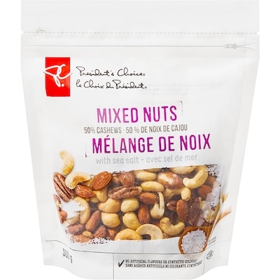 President's Choice Mixed Nuts 50% Cashews, Sea Salt 300 g, $3.00/100g