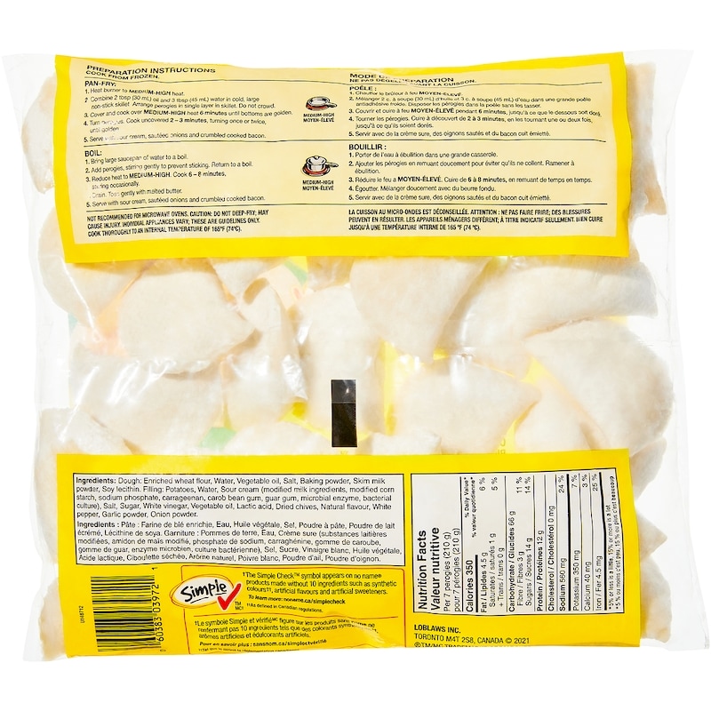 Potatoes, Sour Cream & Chives Perogies