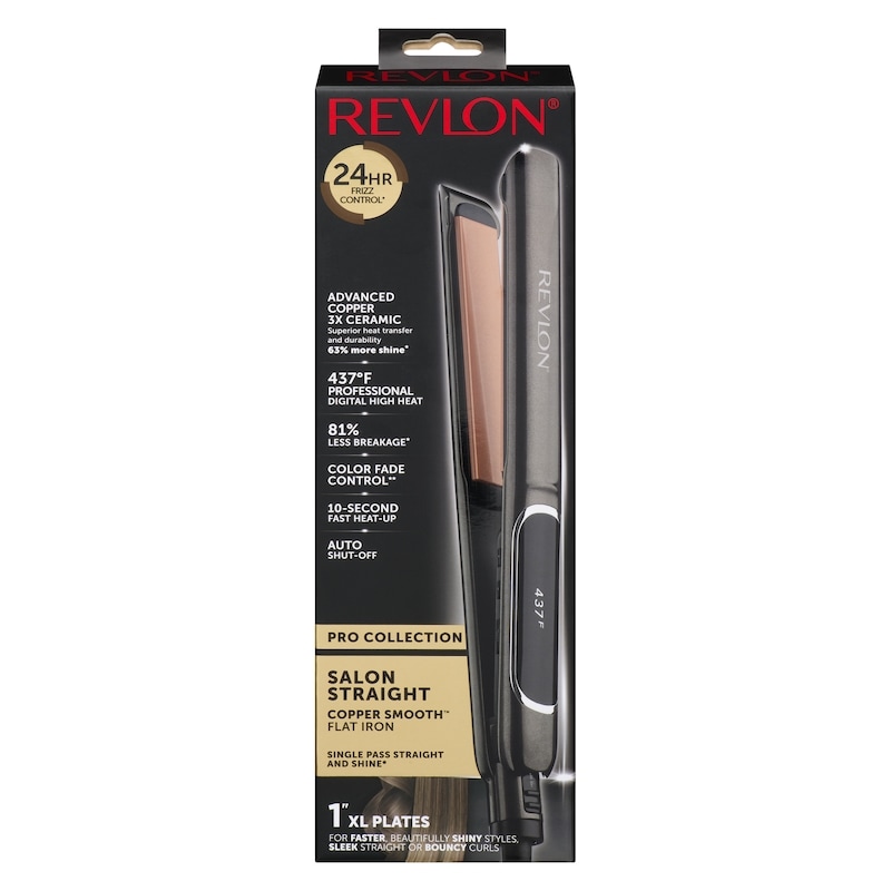 Copper Smooth Flat Iron Salon Straight 1" Xl Plates