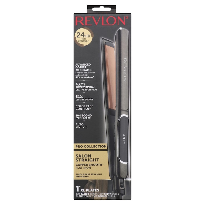 Copper Smooth Flat Iron Salon Straight 1" Xl Plates