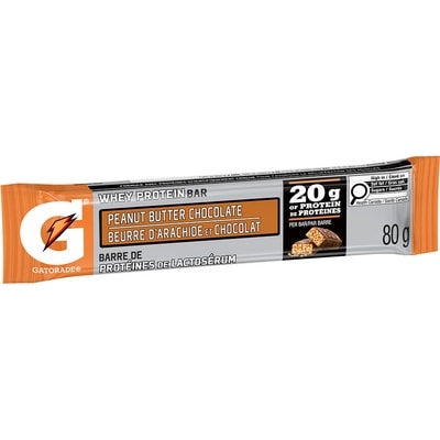Gatorade Peanut Butter Chocolate Whey Protein Bar 80 g, $4.36/100g