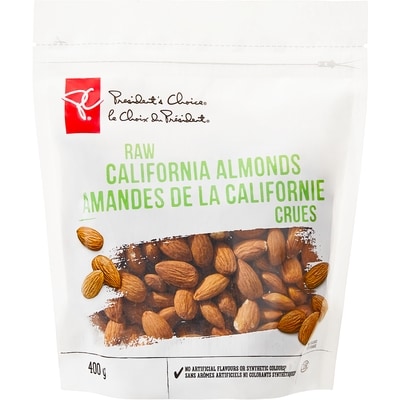 President's Choice Raw California Almonds 400 g, $2.25/100g