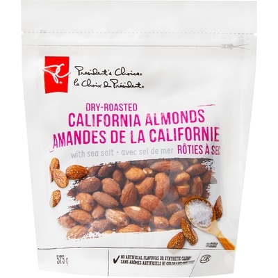 President's Choice Dry Roasted California Almonds with Sea Salt 375 g, $2.40/100g