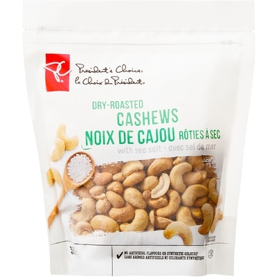 President's Choice Dry Roasted Cashews with Sea Salt 350 g, $2.71/100g