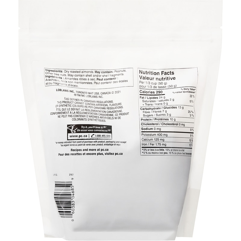 Unsalted Dry Roasted California Almonds