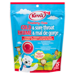 Kerr's Strawberry Cold & Sore Throat Lollypop Lozenges 15 ea, $0.40/1ea