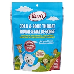 Kerr’s Pastilles suçons rhume et gorge irritée à la fraise 15 ea, 0,43 $/1ch